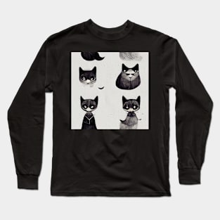 Cute Cat pattern 46 regular grid Long Sleeve T-Shirt